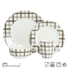 Scottish Check 16PCS porcelain with Decal Dinner Set